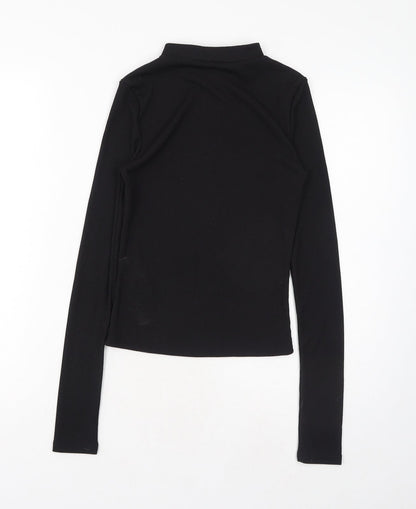 Monica Geuze Womens Black Polyester Basic Blouse Size XS Round Neck