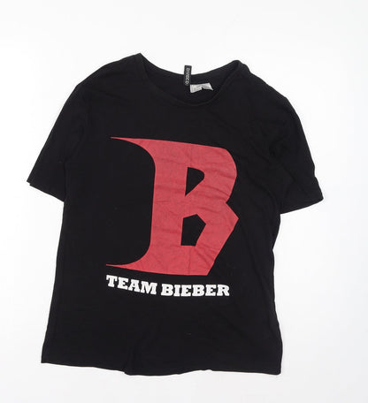 Womens UK Size XS H&M Black Basic T-Shirt