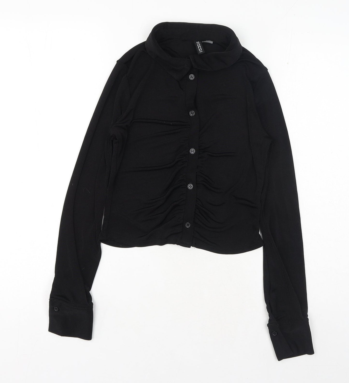 Womens UK Size S H&M Black Basic Button-Up