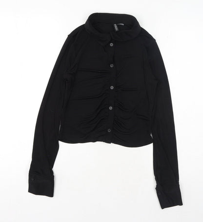 Womens UK Size S H&M Black Basic Button-Up