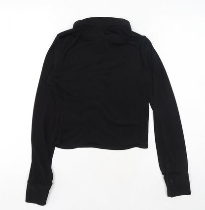 Womens UK Size S H&M Black Basic Button-Up