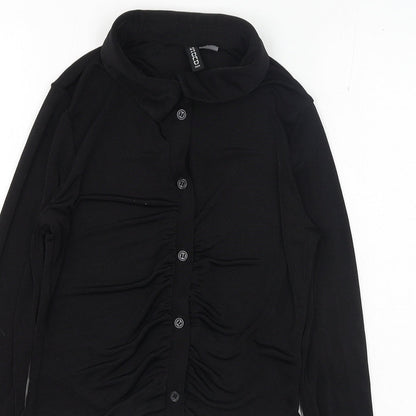 Womens UK Size S H&M Black Basic Button-Up