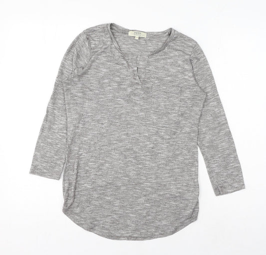Matalan Womens Grey Viscose Basic T-Shirt Size S V-Neck