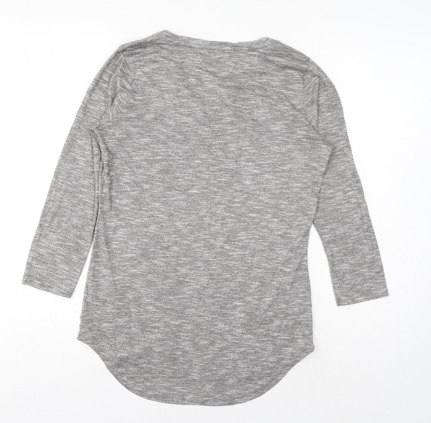 Matalan Womens Grey Viscose Basic T-Shirt Size S V-Neck