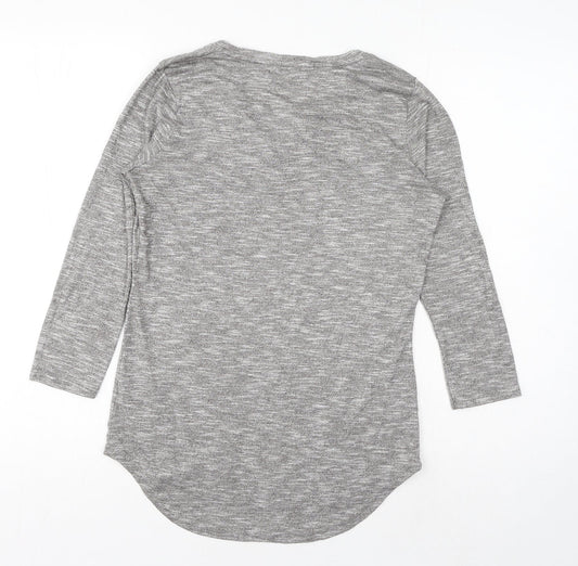 Matalan Womens Grey Viscose Basic T-Shirt Size S V-Neck