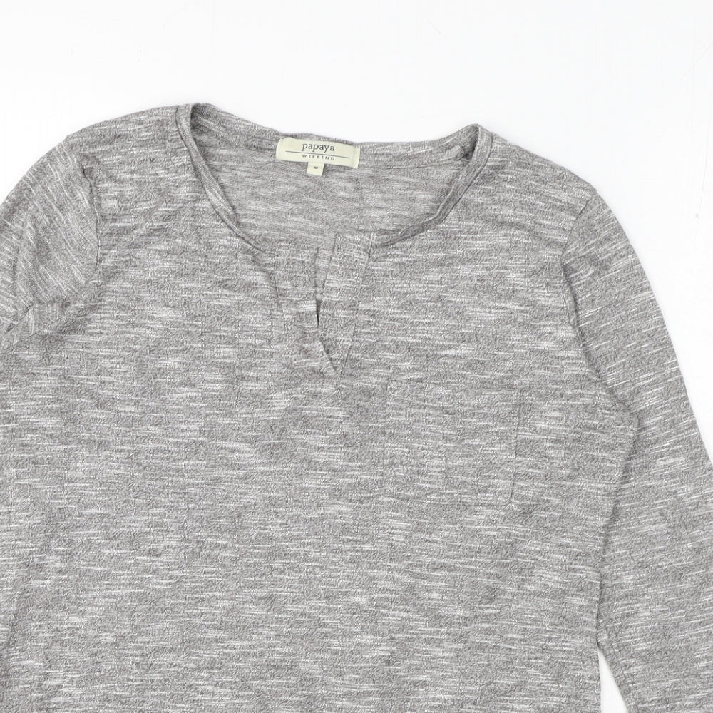 Matalan Womens Grey Viscose Basic T-Shirt Size S V-Neck