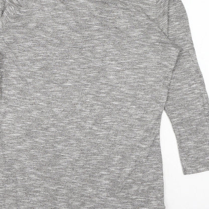 Matalan Womens Grey Viscose Basic T-Shirt Size S V-Neck