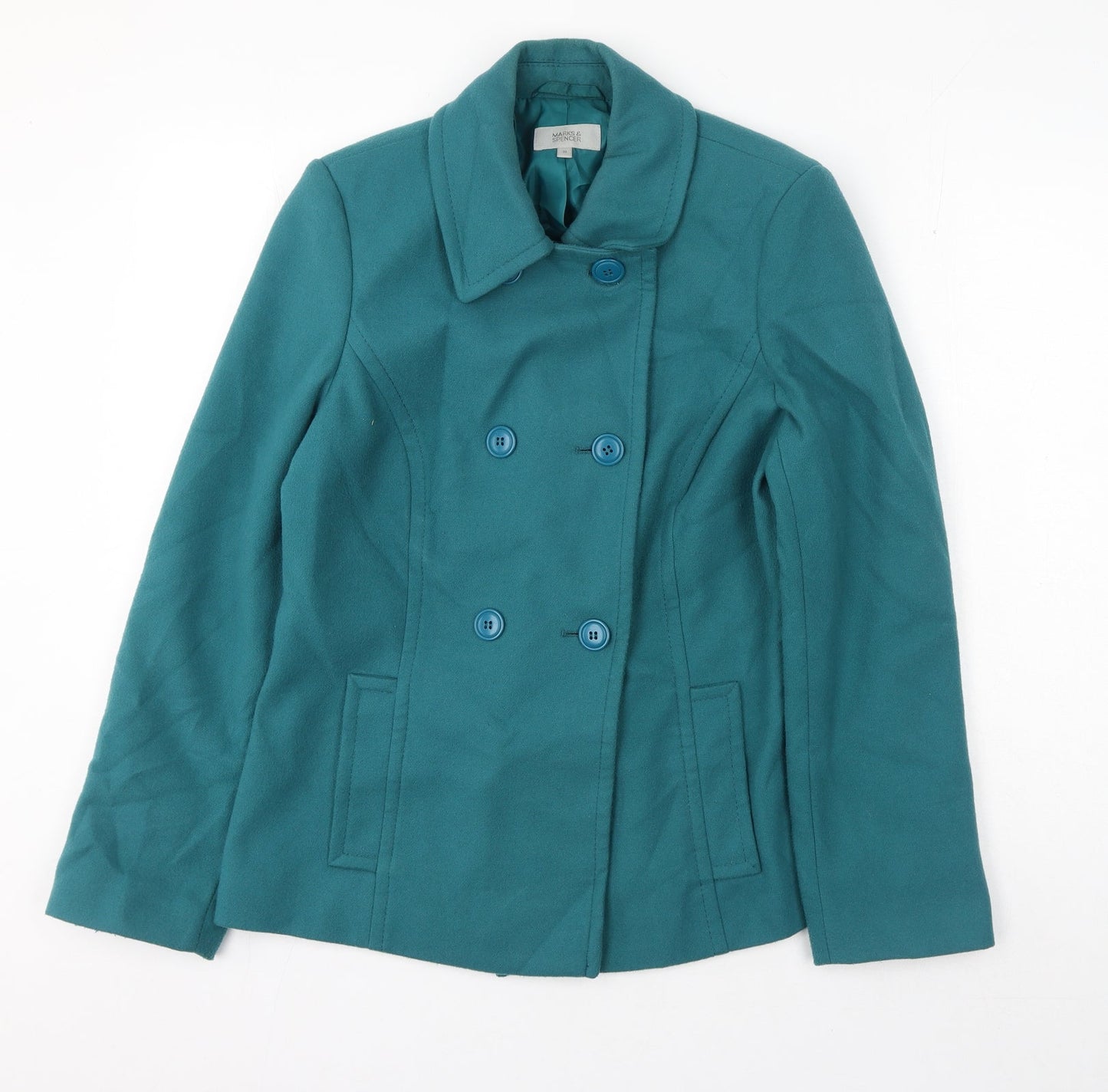 Womens UK Size 10 Marks and Spencer Green Pea Coat