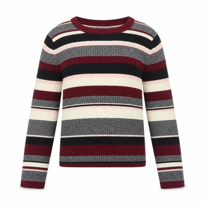 New Look Girls Multicoloured Boat Neck Striped Viscose Pullover Jumper Size 12-13 Years Pullover - Ribbed