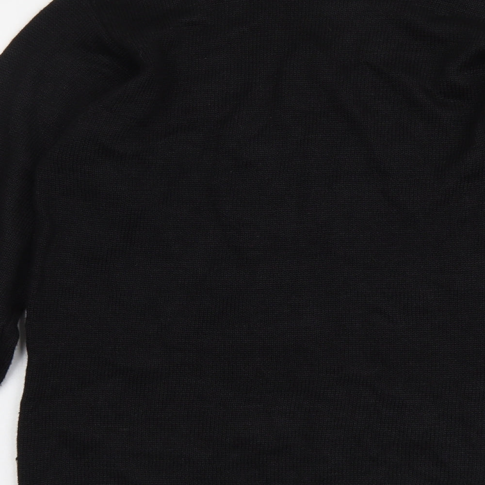 Norton McNaughton Womens Black Round Neck Geometric Ramie Pullover Jumper Size M