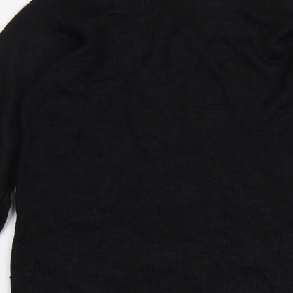 Norton McNaughton Womens Black Round Neck Geometric Ramie Pullover Jumper Size M