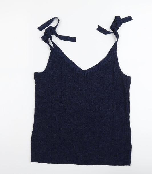 NEXT Womens Blue Cotton Basic Tank Size 12 V-Neck