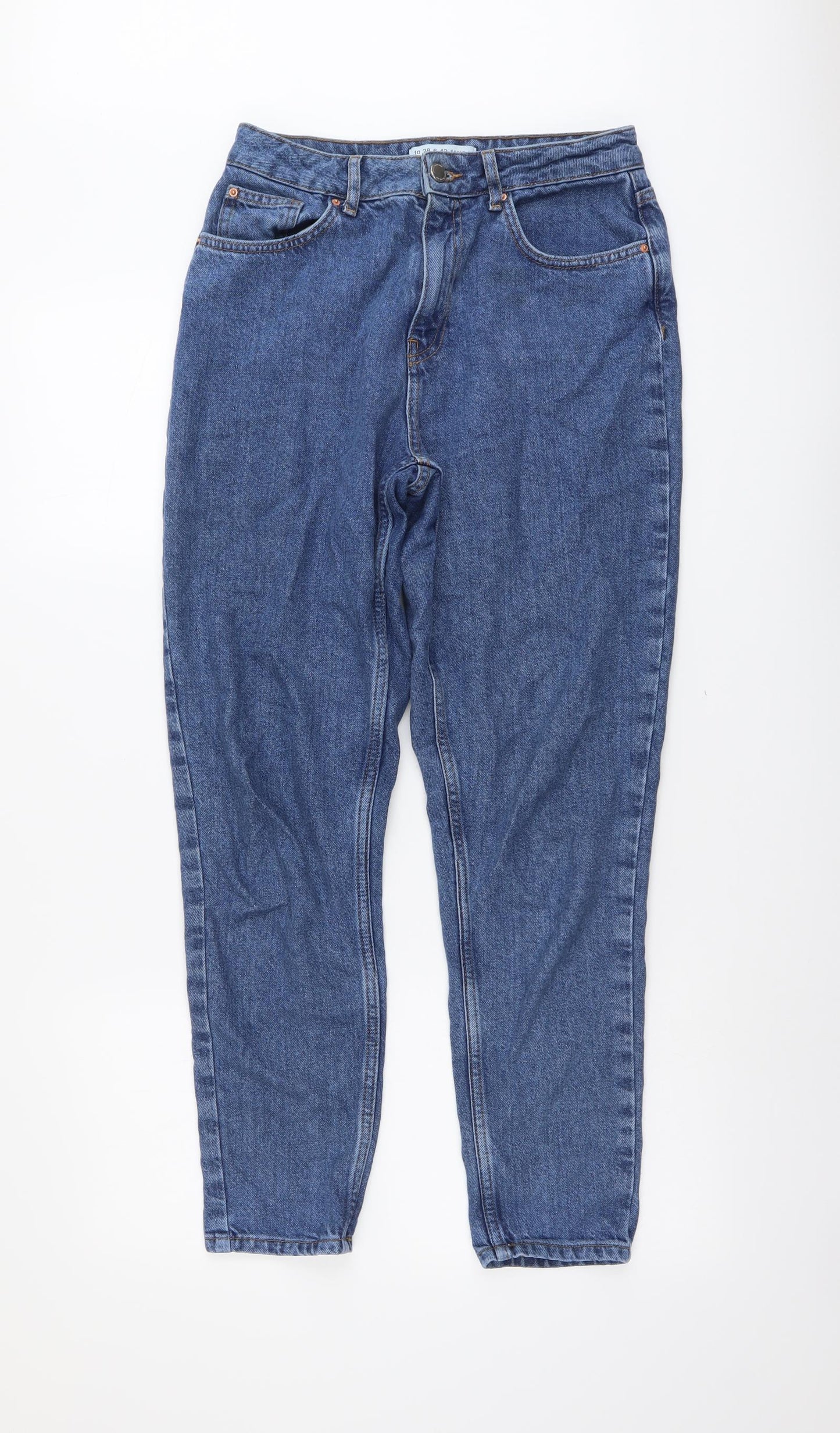 Denim & Co. Womens Blue Cotton Tapered Jeans Size 10 L27 in Regular Button
