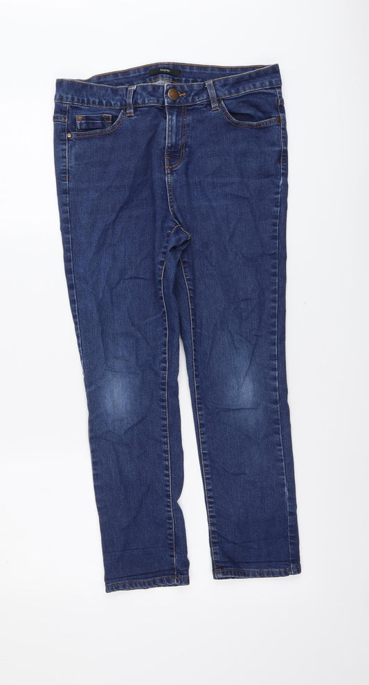 George Womens Blue Cotton Straight Jeans Size 12 L24 in Regular Button