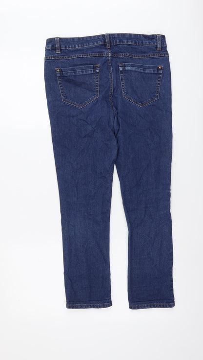 George Womens Blue Cotton Straight Jeans Size 12 L24 in Regular Button