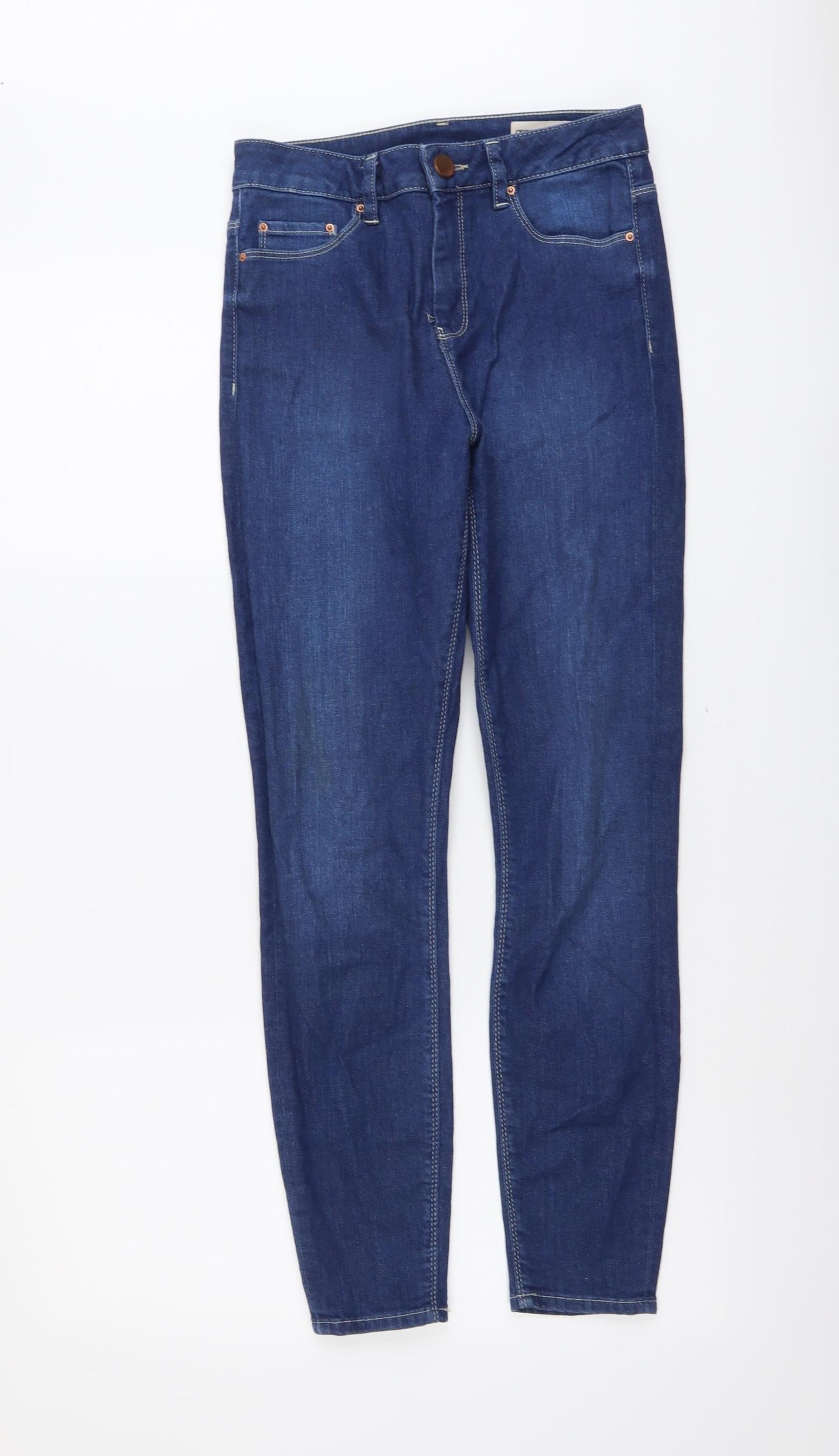 ASOS Womens Blue Herringbone Cotton Tapered Jeans Size 28 in L30 in Regular Button