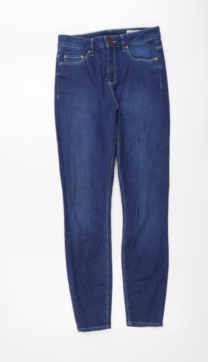 ASOS Womens Blue Herringbone Cotton Tapered Jeans Size 28 in L30 in Regular Button