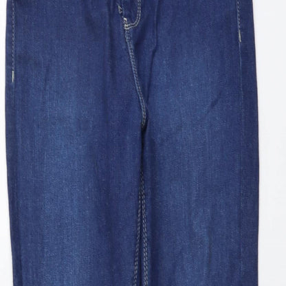 ASOS Womens Blue Herringbone Cotton Tapered Jeans Size 28 in L30 in Regular Button