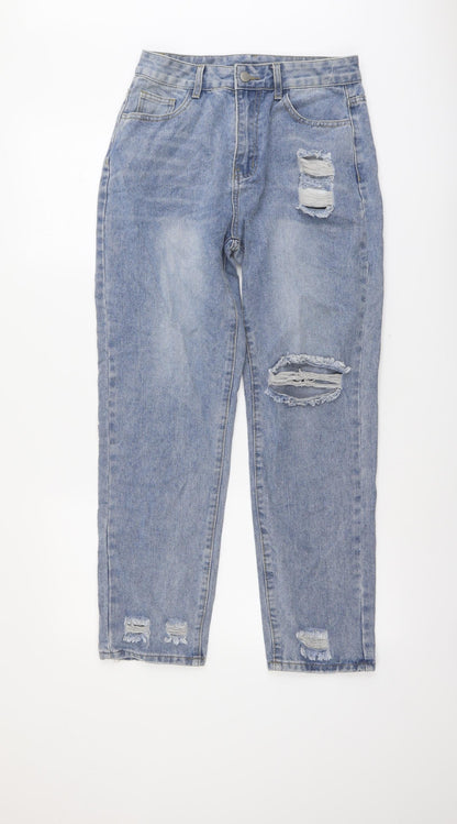 SheIn Womens Blue Cotton Mom Jeans Size M L28 in Regular Button