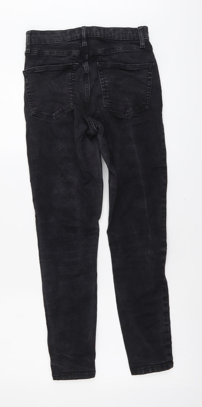 Topshop Womens Grey Cotton Skinny Jeans Size 28 in L27 in Regular Button