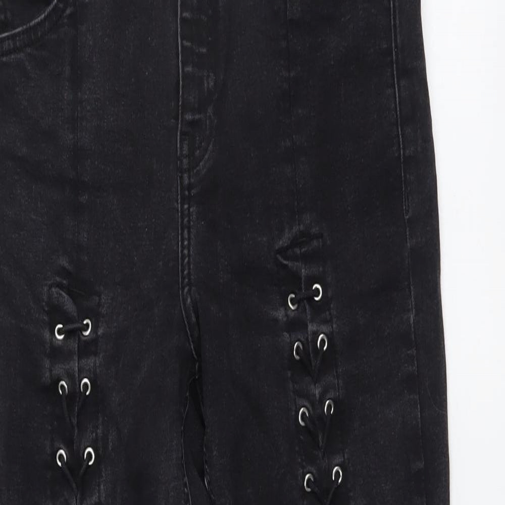 Topshop Womens Grey Cotton Skinny Jeans Size 28 in L27 in Regular Button