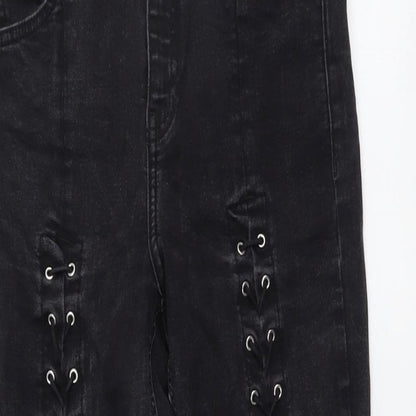 Topshop Womens Grey Cotton Skinny Jeans Size 28 in L27 in Regular Button