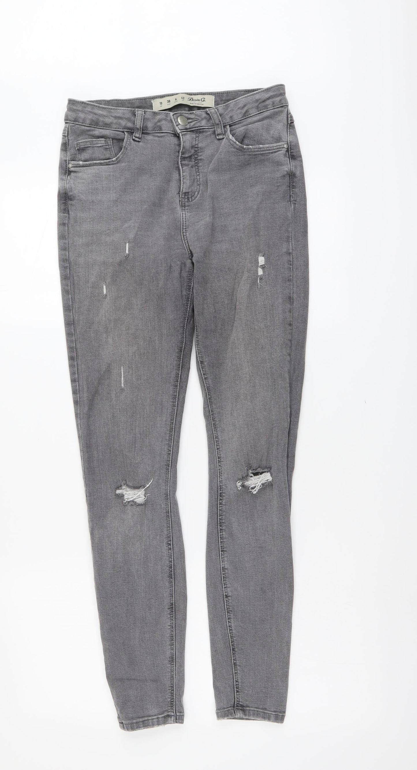 Denim & Co. Womens Grey Cotton Skinny Jeans Size 10 L29 in Regular Button