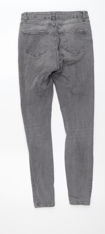 Denim & Co. Womens Grey Cotton Skinny Jeans Size 10 L29 in Regular Button