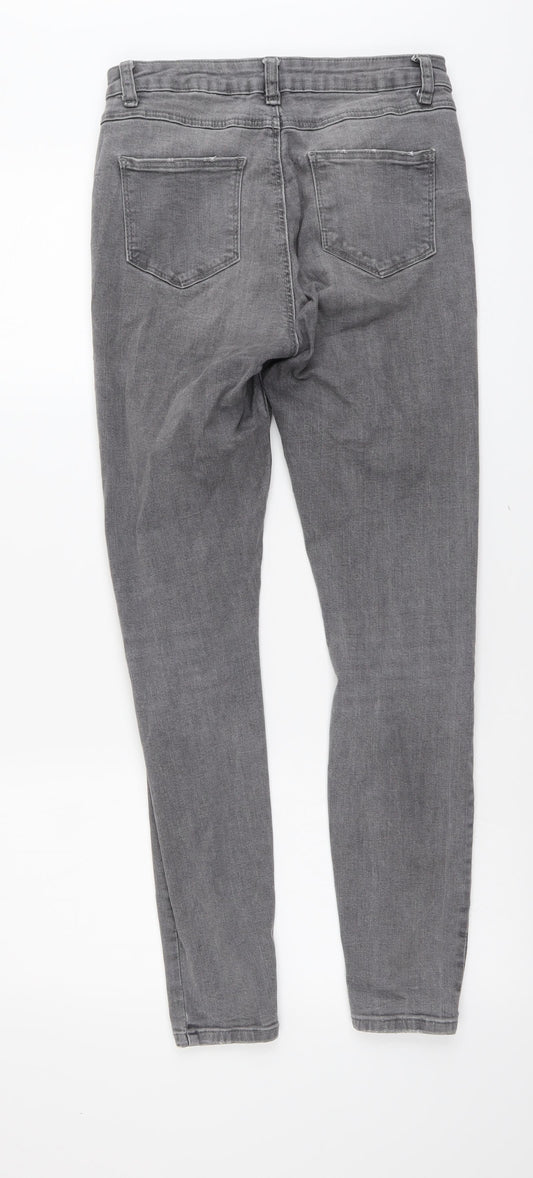 Denim & Co. Womens Grey Cotton Skinny Jeans Size 10 L29 in Regular Button