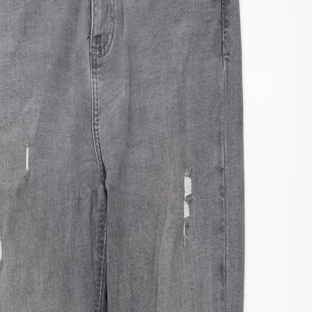 Denim & Co. Womens Grey Cotton Skinny Jeans Size 10 L29 in Regular Button