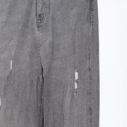 Denim & Co. Womens Grey Cotton Skinny Jeans Size 10 L29 in Regular Button