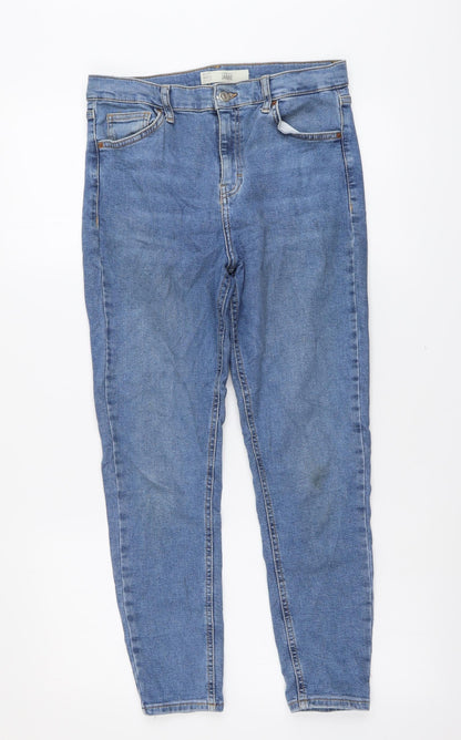 Topshop Womens Blue Cotton Skinny Jeans Size 30 in L25 in Regular Button