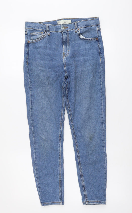 Topshop Womens Blue Cotton Skinny Jeans Size 30 in L25 in Regular Button