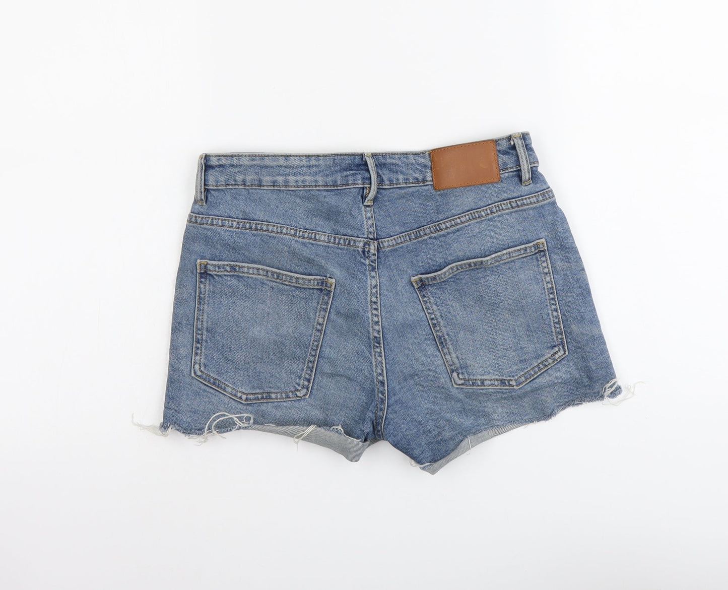 H&M Womens Blue Cotton Cut-Off Shorts Size S L3 in Regular Button
