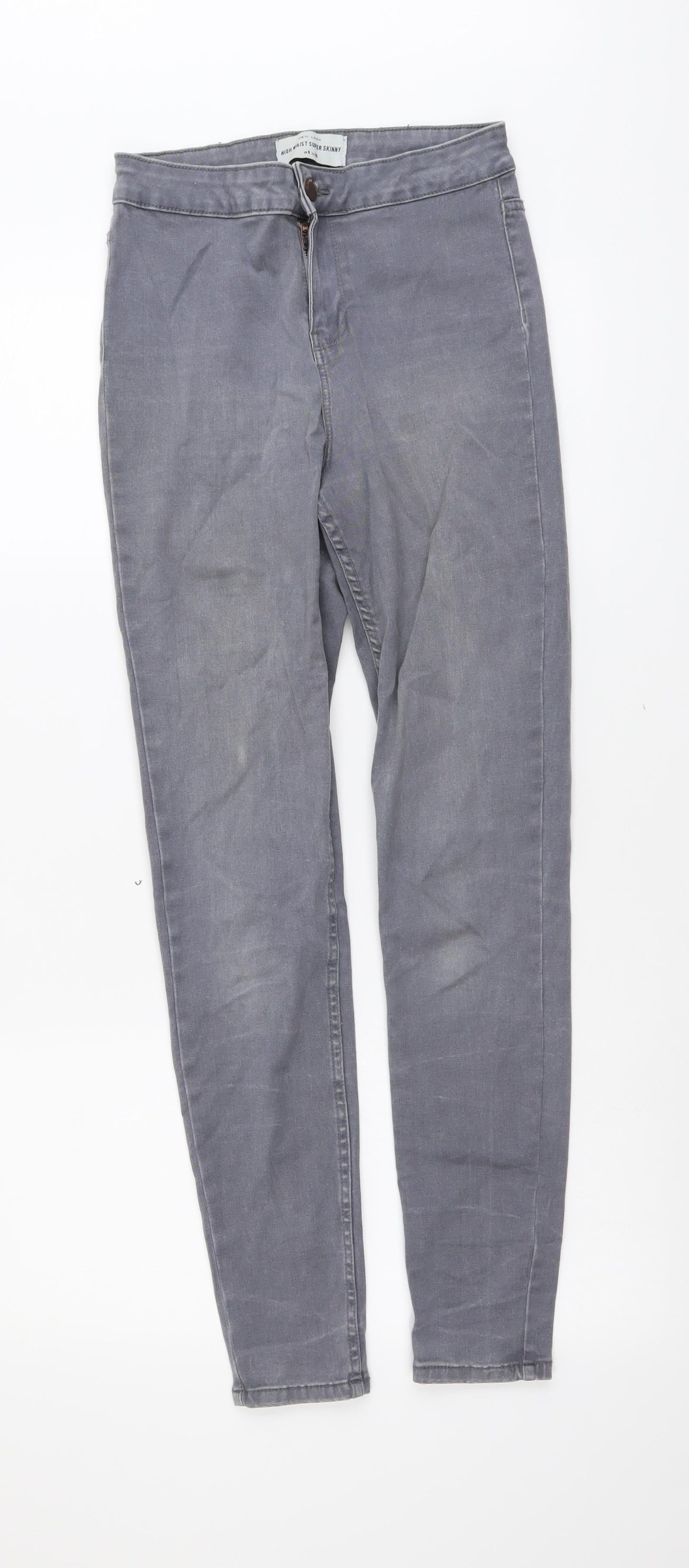 New Look Womens Grey Cotton Skinny Jeans Size 8 L28 in Regular Button