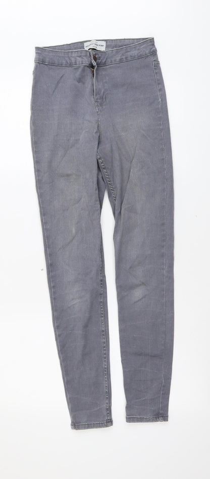 New Look Womens Grey Cotton Skinny Jeans Size 8 L28 in Regular Button