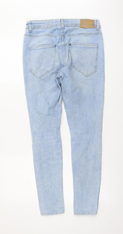 Bershka Mens Blue Cotton Skinny Jeans Size L L29 in Regular Button