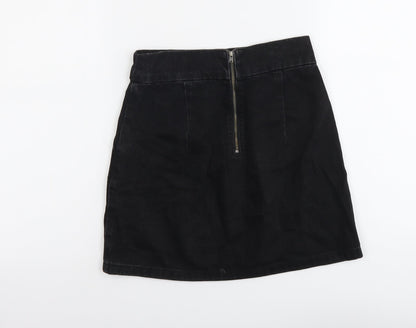 Topshop Womens Black Cotton Straight & Pencil Skirt Size 25 in Zip