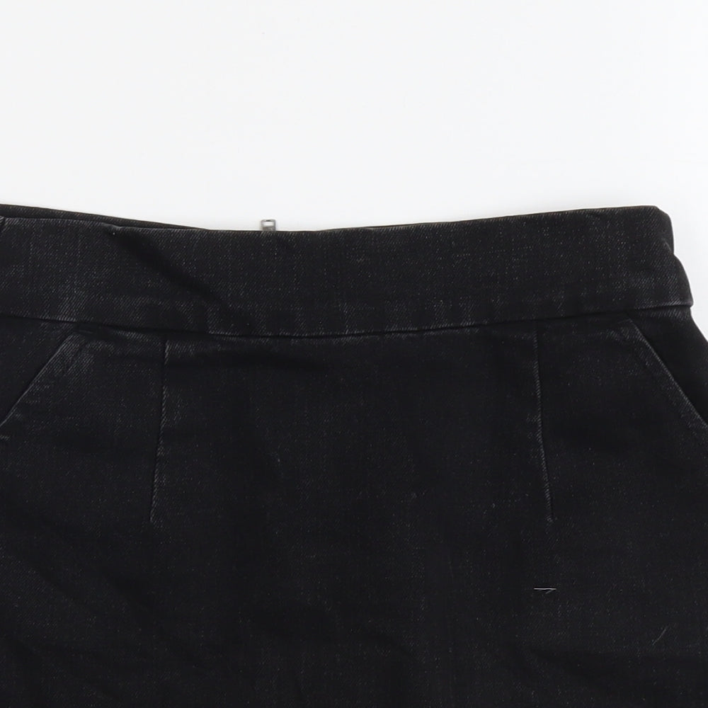 Topshop Womens Black Cotton Straight & Pencil Skirt Size 25 in Zip