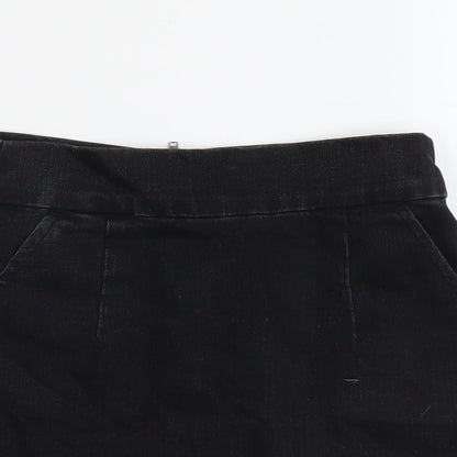 Topshop Womens Black Cotton Straight & Pencil Skirt Size 25 in Zip