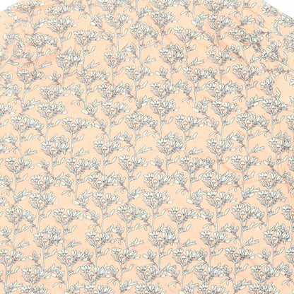 TU Womens Orange Floral Viscose Basic T-Shirt Size 16 Scoop Neck