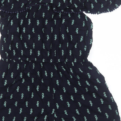 Oasis Womens Blue Geometric Viscose Playsuit One-Piece Size M Pullover - Sea Horse