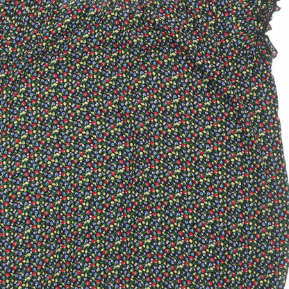 E-vie Womens Black Geometric Polyester Basic Blouse Size 16 Round Neck