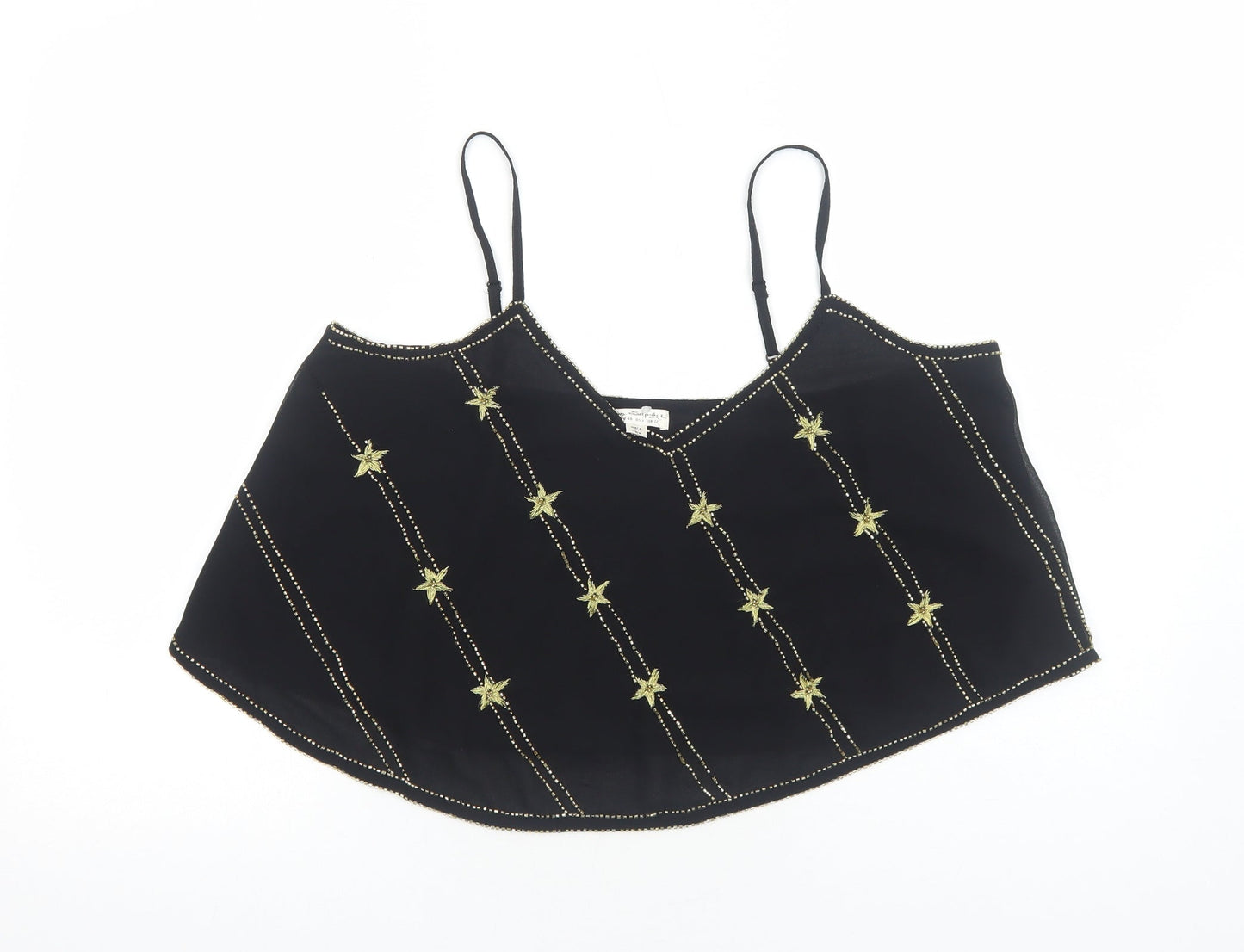 Miss Selfridge Womens Black Polyester Basic Tank Size 12 V-Neck