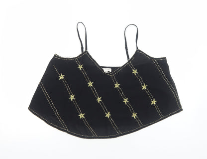 Miss Selfridge Womens Black Polyester Basic Tank Size 12 V-Neck