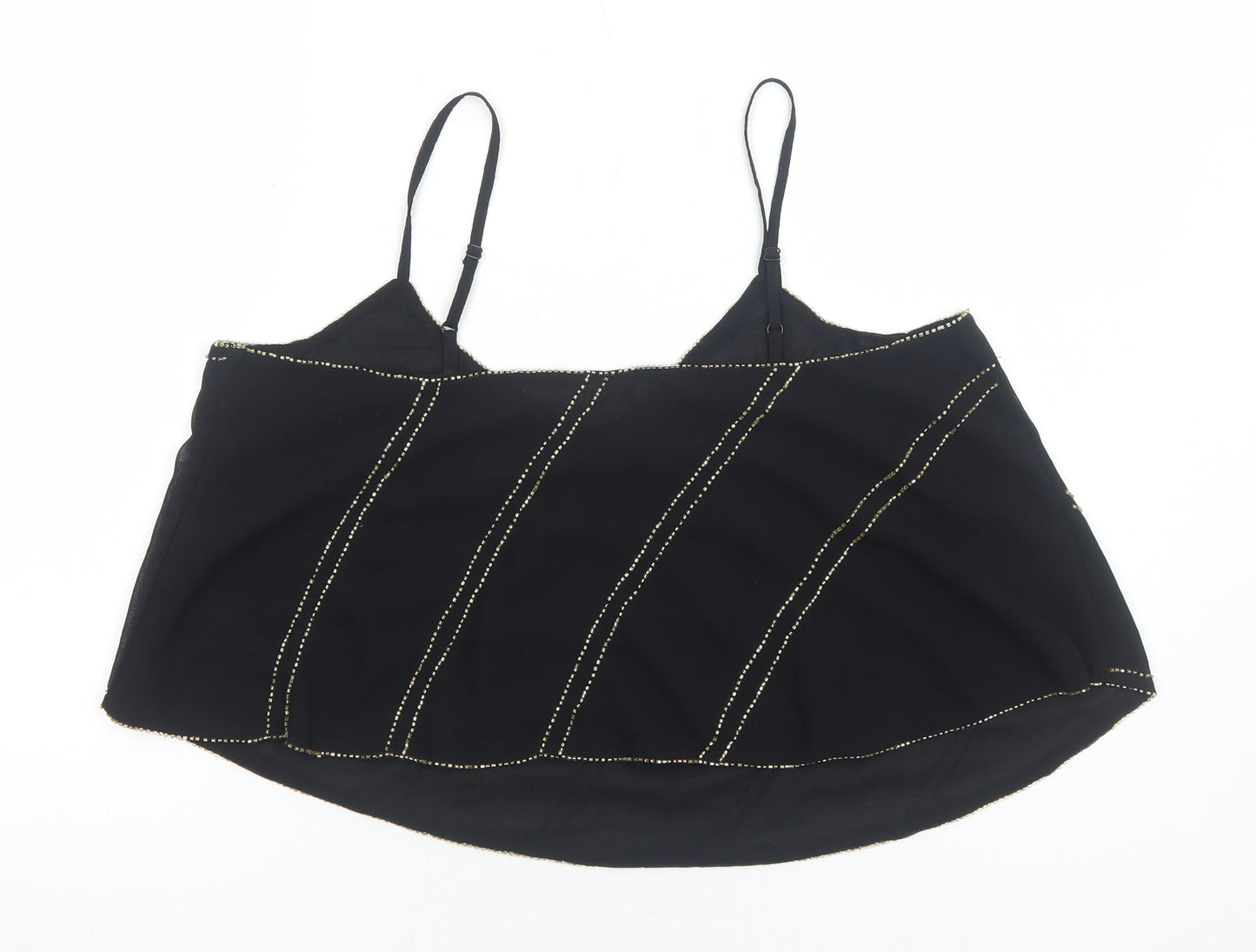 Miss Selfridge Womens Black Polyester Basic Tank Size 12 V-Neck