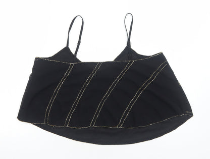 Miss Selfridge Womens Black Polyester Basic Tank Size 12 V-Neck