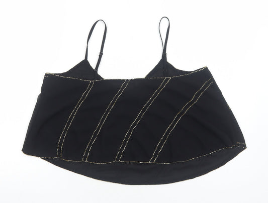 Miss Selfridge Womens Black Polyester Basic Tank Size 12 V-Neck