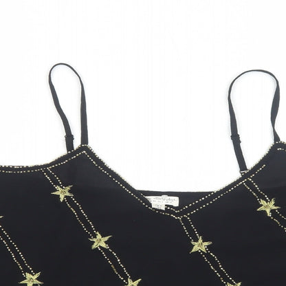 Miss Selfridge Womens Black Polyester Basic Tank Size 12 V-Neck