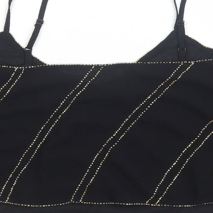 Miss Selfridge Womens Black Polyester Basic Tank Size 12 V-Neck